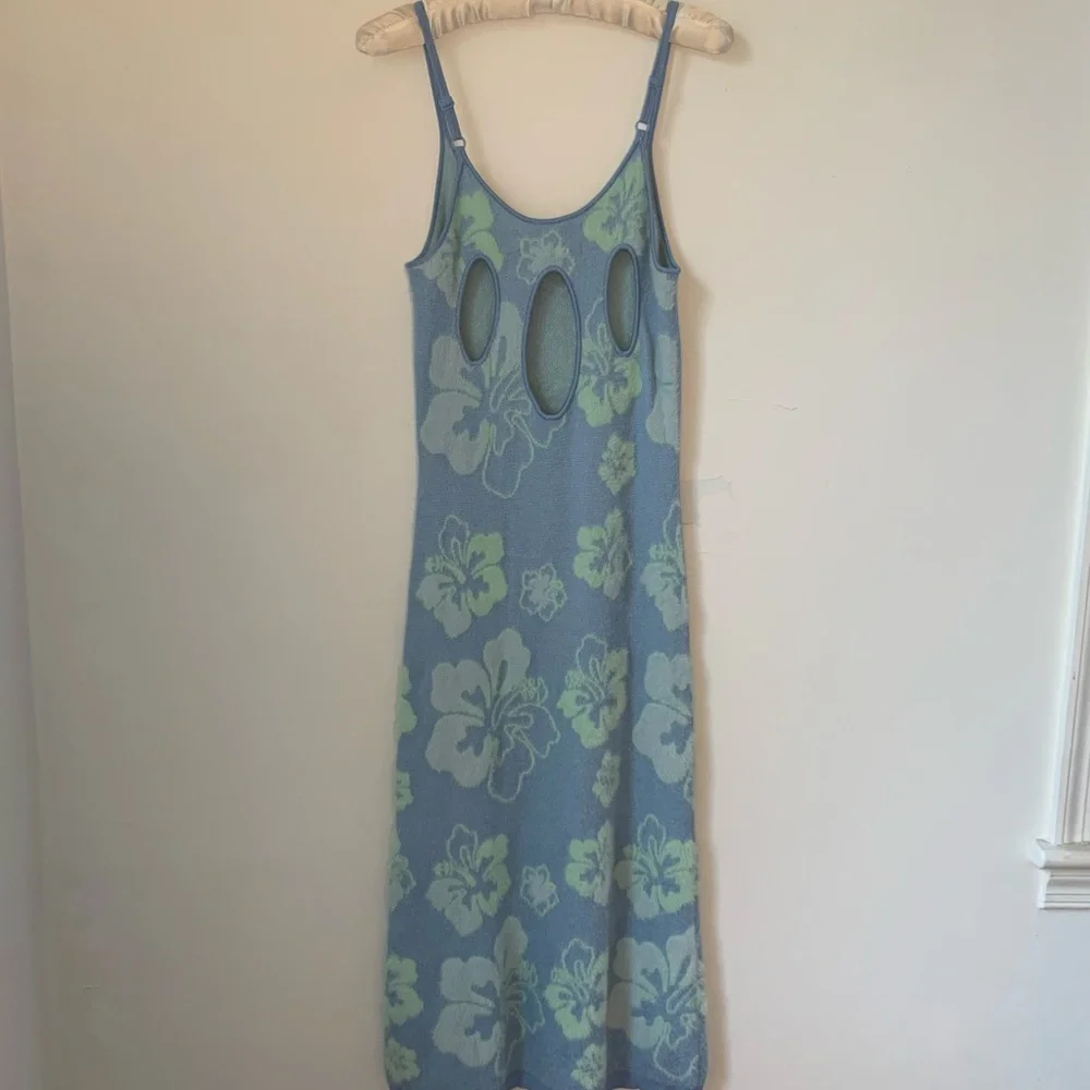 House Of Sunny Blue Crush Knit Midi Slip Dress